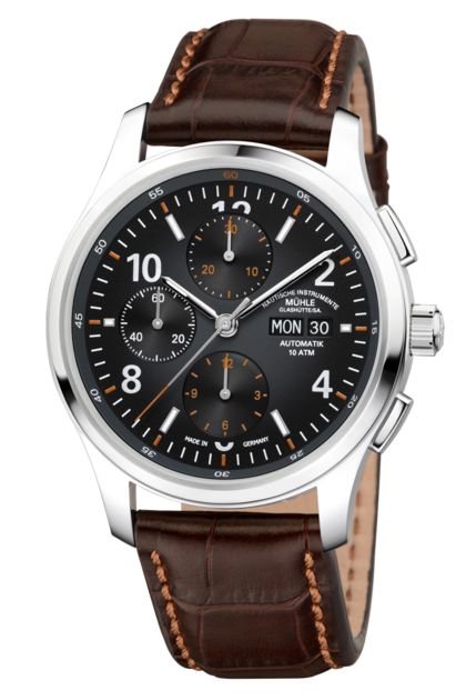 Mühle-Glashütte "Lunova Chronograph" Automatic in SS, Black Dial