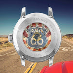 MeisterSinger Edition Route 66 case back with Route 66 shield print and numbered edition engraving