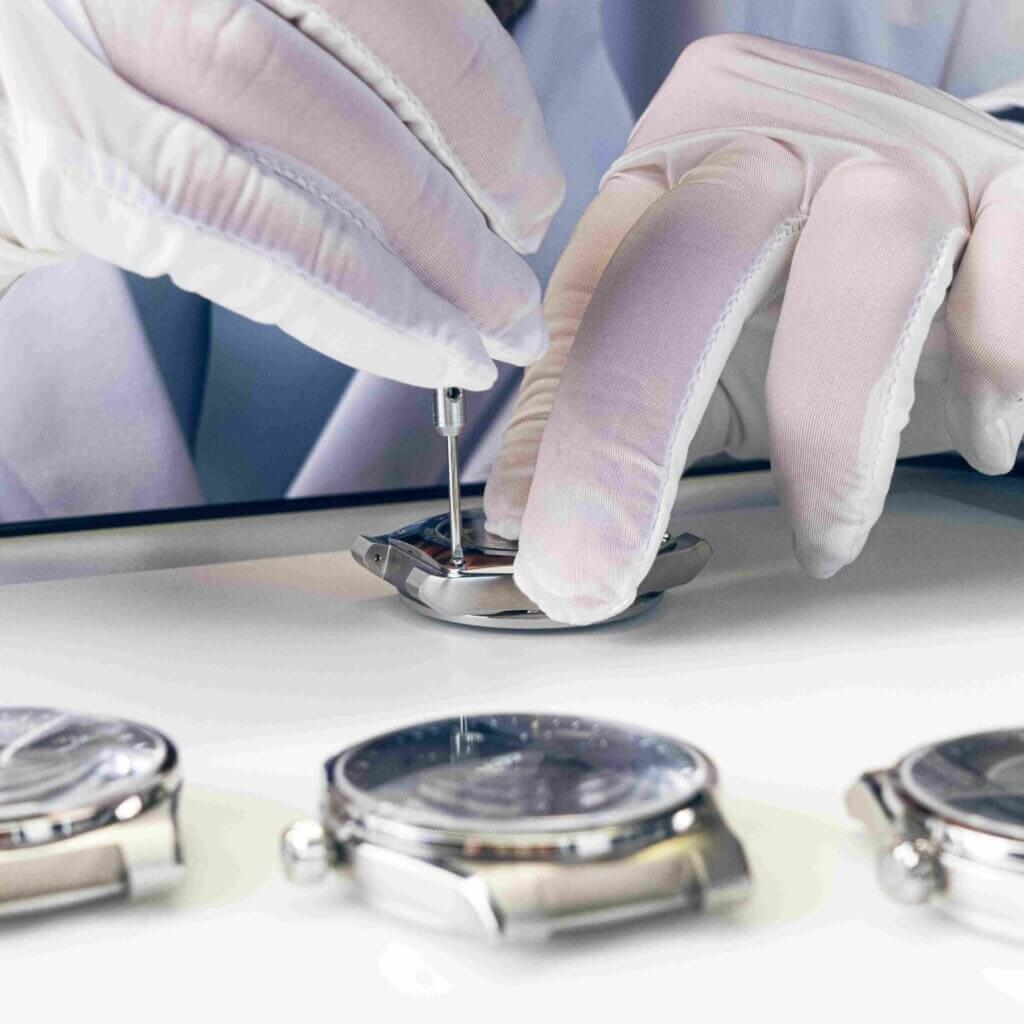 MeisterSinger watchmaker at work on a Kaenos movement