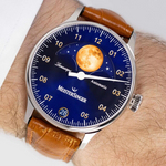 MeisterSinger Lunascope worn on the wrist