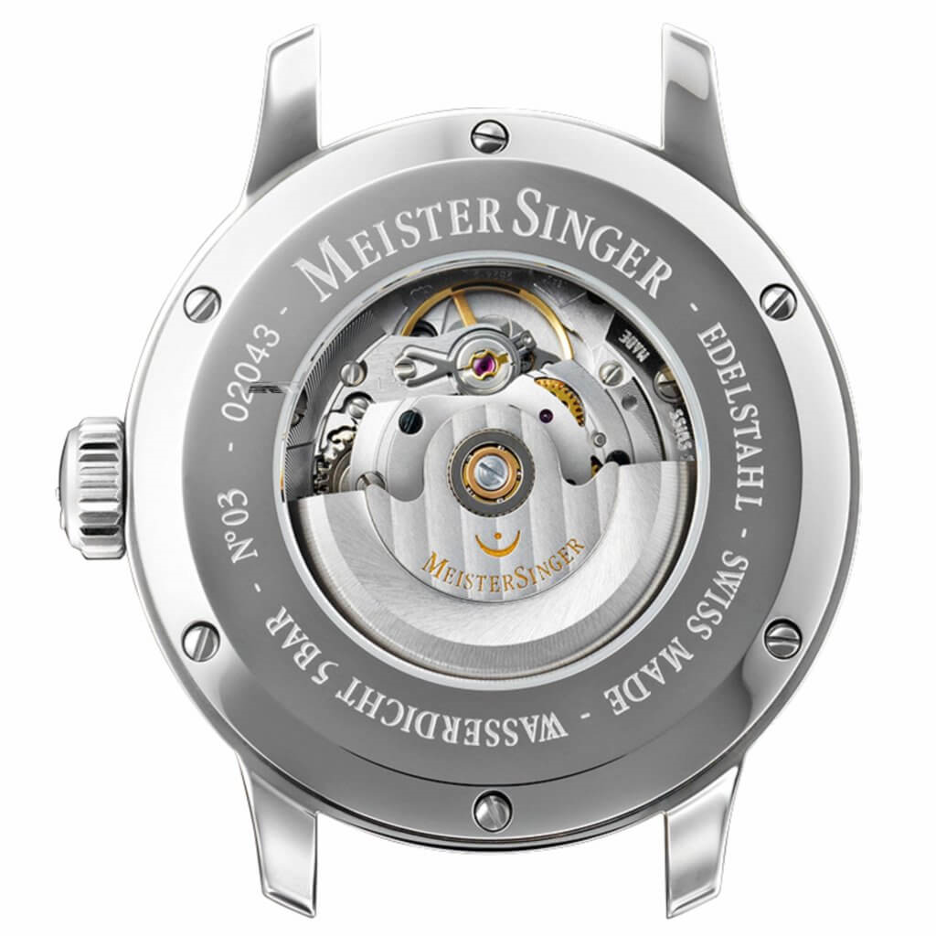 Exhibition case back of the MeisterSinger No. 03