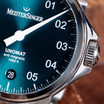 Close-up of the Unomat petrol dial with single hand and large date
