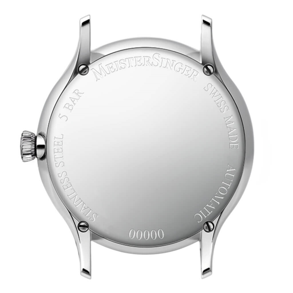 MeisterSinger Yaara closed stainless steel case back