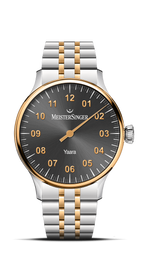 MeisterSinger Yaara women's watch with anthracite dial and two-tone bracelet, front view