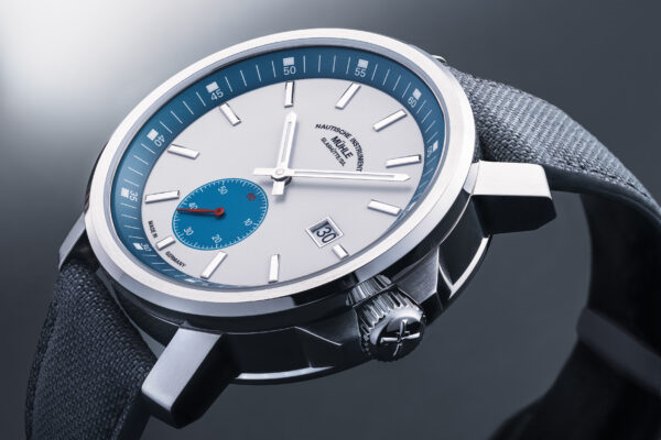 Close-up of the 29er Big Small Second dial and petrol small seconds sub-dial