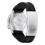 Mühle-Glashütte S.A.R. Rescue-Timer screwed stainless steel case back and folding clasp on black rubber strap