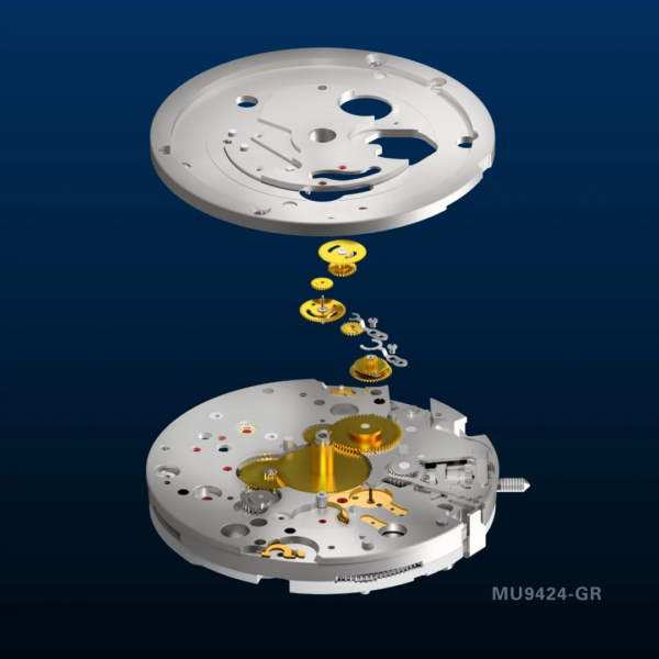 Exploded view of the Mühle-Glashütte MU 9424-GR chronograph movement
