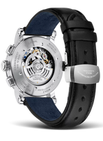 Case back of the Teutonia IV Chronograph showing the automatic movement through the sapphire window