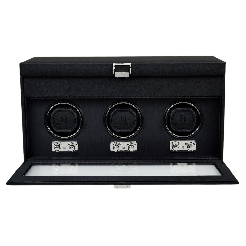 WOLF Heritage Belgrave Triple Watch Winder with Storage - view 3