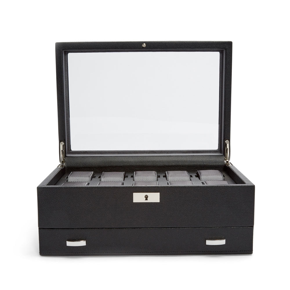 WOLF Oxford 10 Piece Watch Box with Drawer - view 3