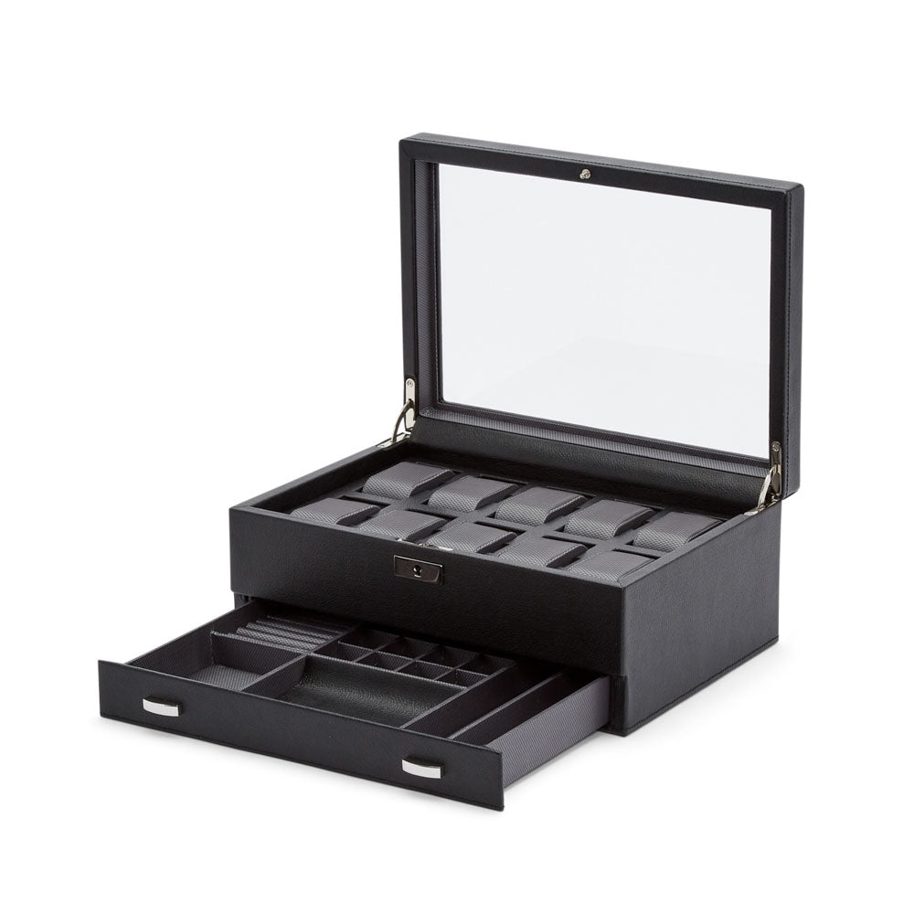 WOLF Oxford 10 Piece Watch Box with Drawer - view 4