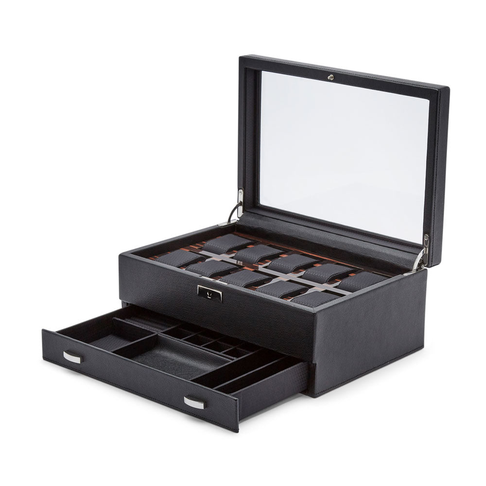 WOLF Macassar 10 Piece Watch Box with Drawer - view 4