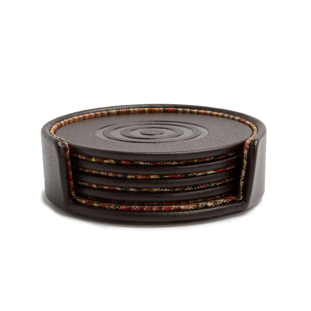 WOLF WM Brown Set of 4 Coasters with Case