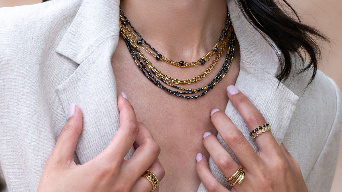 Sethi Couture black diamond necklaces and rings