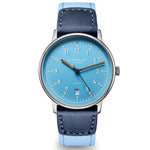 Sternglas Lumatik with light blue dial and light blue strap, front view