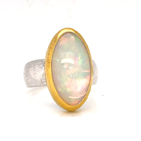 Sterling Silver Two-Tone Opal Ring